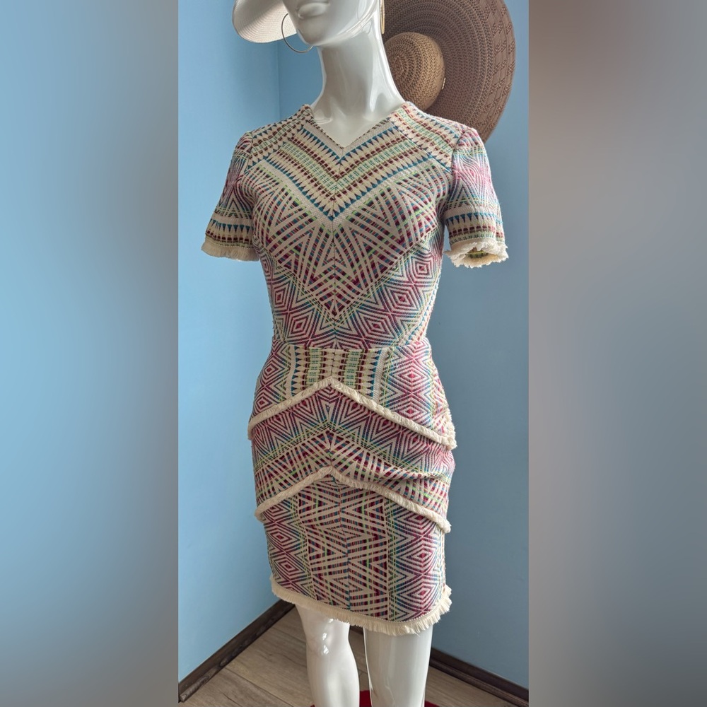 Multicolor Geometric Knit Dress